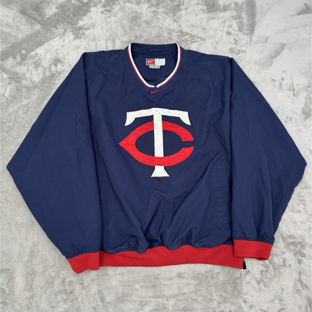 Vintage Minnesota Twins Windbreaker Pullover Mens Medium Nike‎ Center Swoosh Y2K